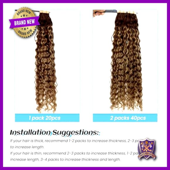 16 Inch Water Wave Tape in Hair Extensions Human Hair 20PCS 50G main image 5